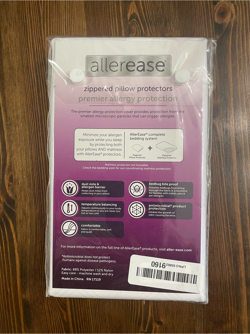 Allerease King Zippered Pillow Protectors - White (4 Pack) - Picture 2 of 2